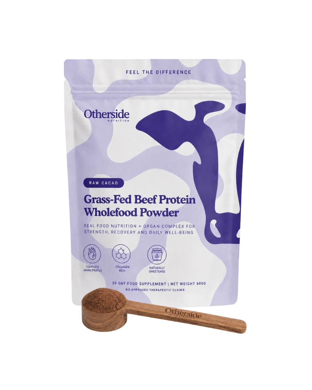 Organic Grass-fed Beef Protein Wholefoods Powder + Wooden Scooper