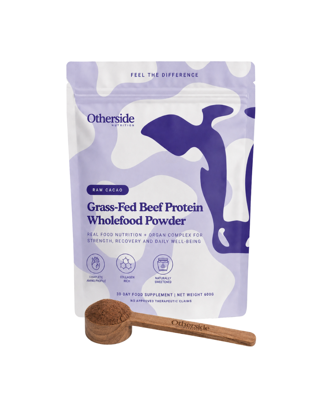 Organic Grass-fed Beef Protein Wholefoods Powder + Wooden Scooper